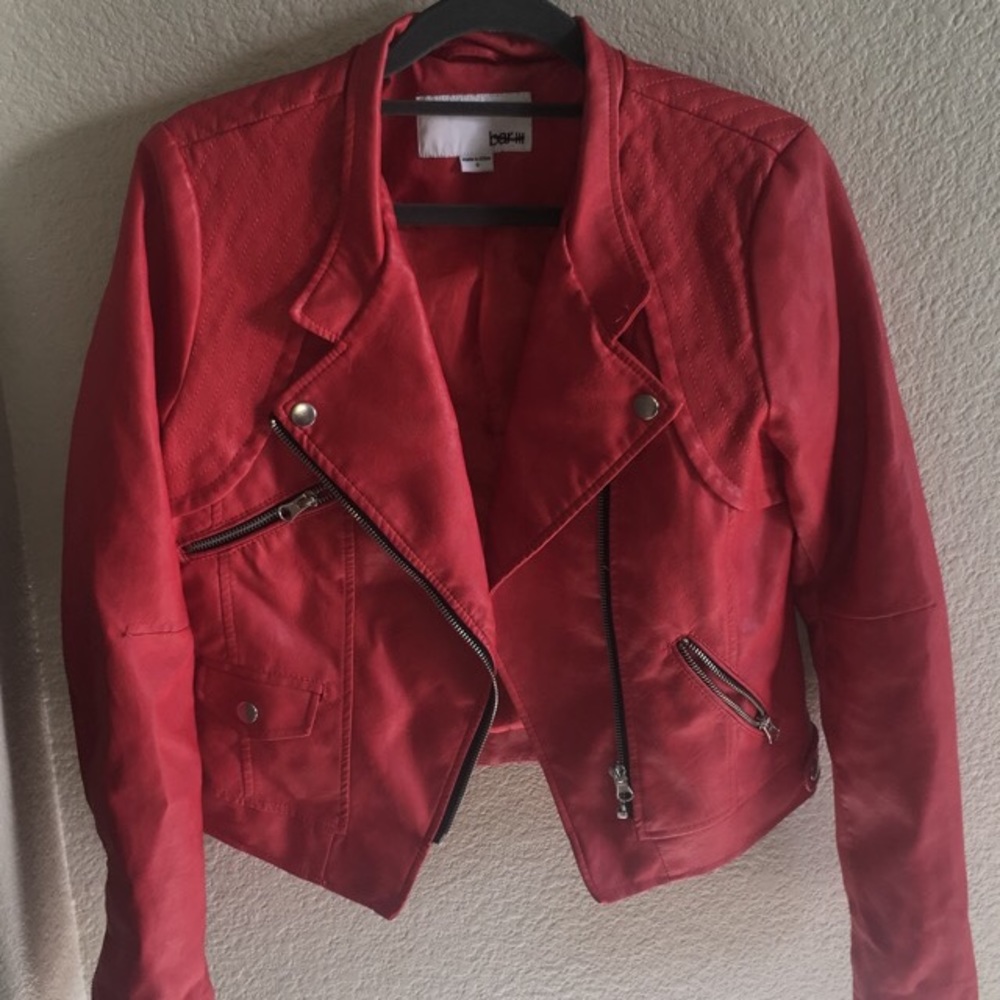 Red leather jacket